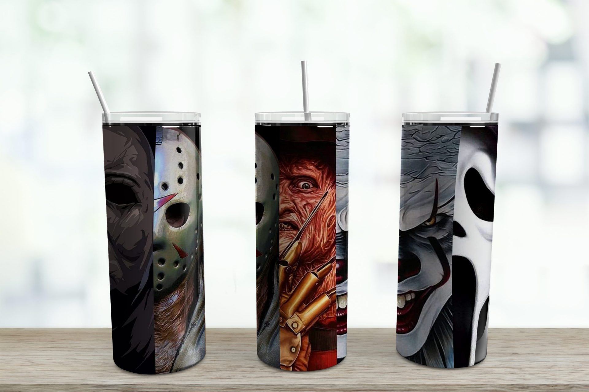 Horror/Thriller 20 Oz Tumbler with Straw and Lid. FREE SHIPPING. Stain –  JayBugGoodies